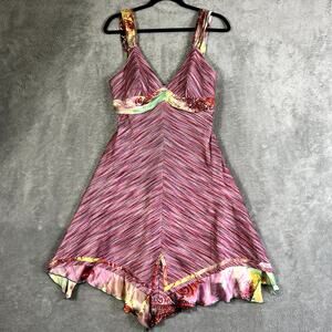 Vintage Y2K Mary L Couture Silk Babydoll Dress Asymetrical Hem Size 12